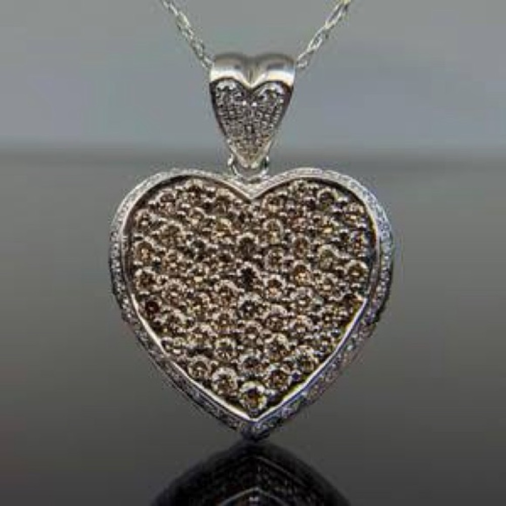Le Vian Chocolate & Vanilla (white) Diamonds ❤️ Pendant Necklace 14KT Gold 18”